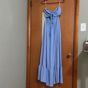 Blue Maxi Dress with Ruffle Hem